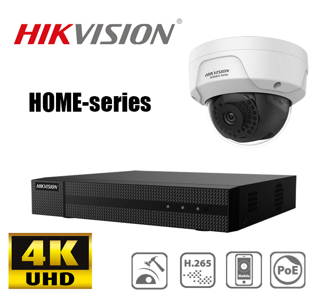 Hikvision 4 kanaals beveiligingscameraset HOME-series met FULL HD minidome camera(s)